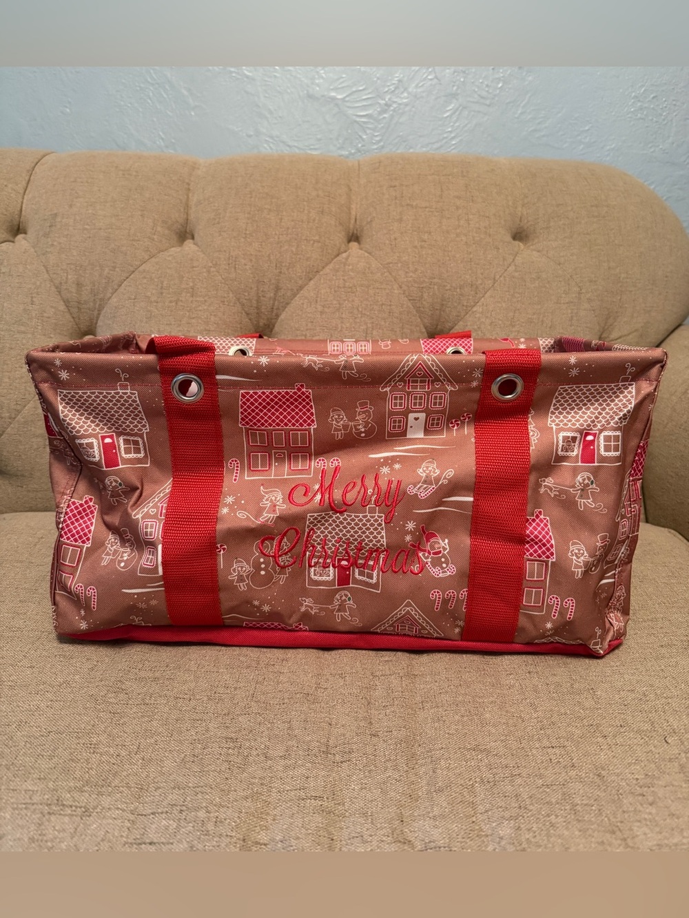 Thirty-One Merry Christmas Gingerbread Village Utility Tote